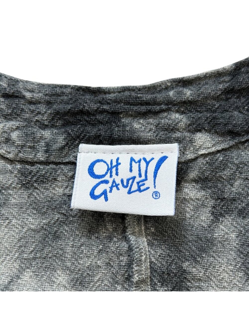 Oh My Gauze Womens Size 3 / XXL Top Short Sleeve Gray Tie-Dye Cotton Lagenlook - Picture 4 of 8